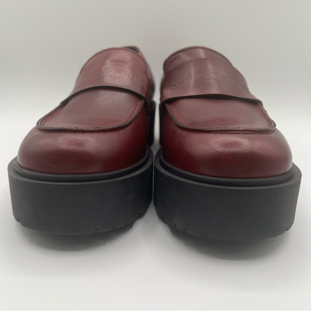 Tommy Hilfiger Unisex Burgundy Lab Leather Slip-On Lug Sole Casual Loafers SZ 10 - Picture 8 of 16